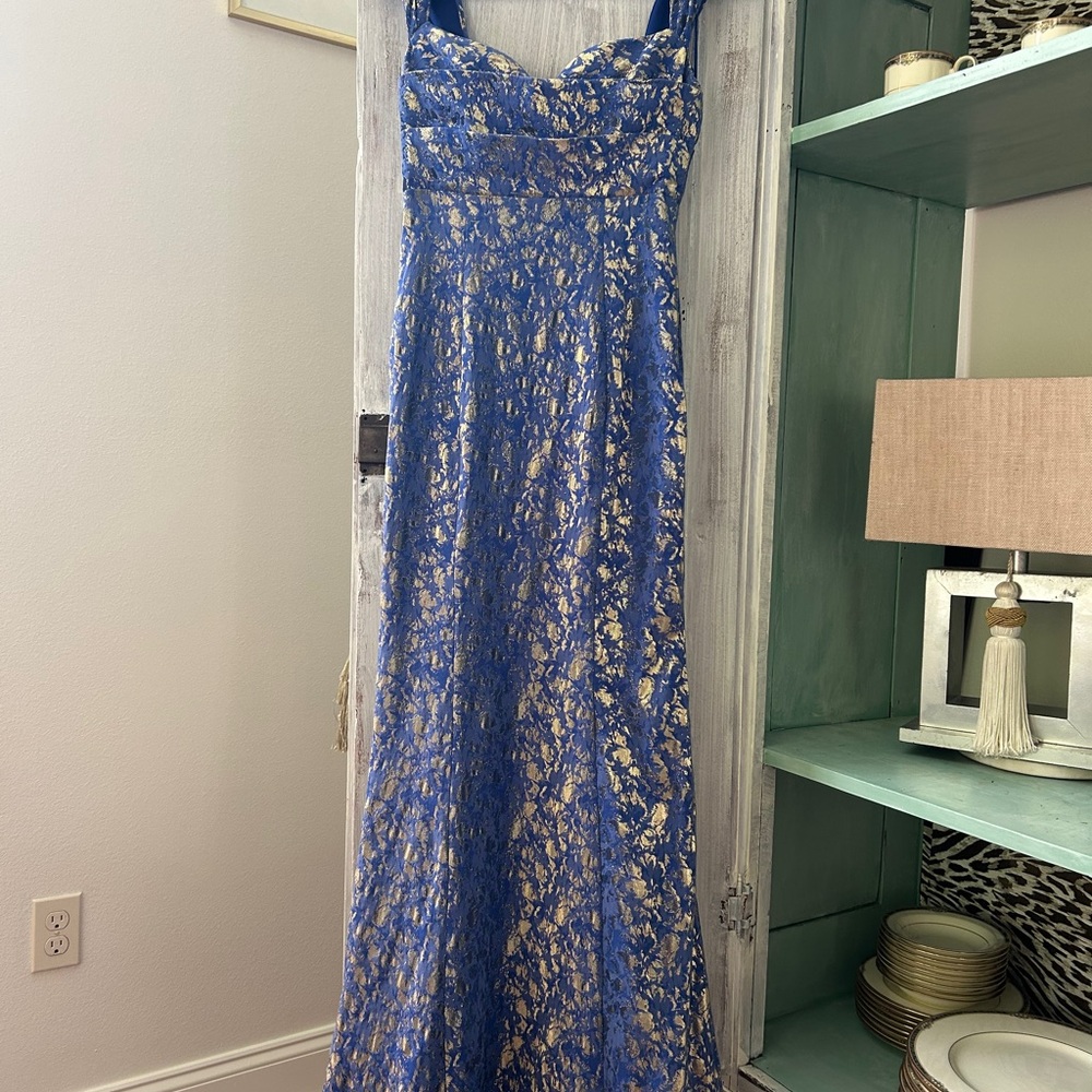Theia June Stretch Jacquard Gown